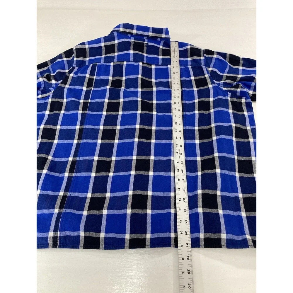 Duluth Flannel Shirt Womens 3X Blue White Plaid Free Swinging Button Up Top - Picture 8 of 8